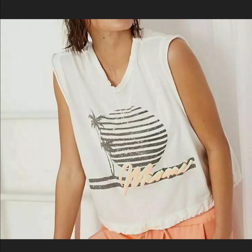 Free People White Heat Miami graphic tee T-Shirt